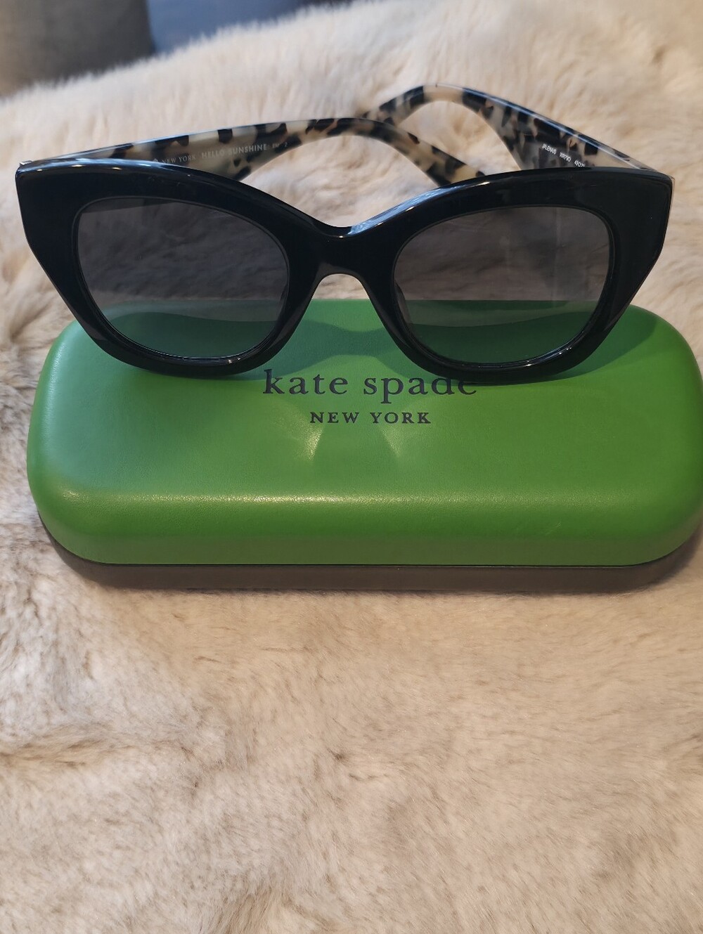kate spade Black Oval Sunglasses with Tortoiseshell Arms